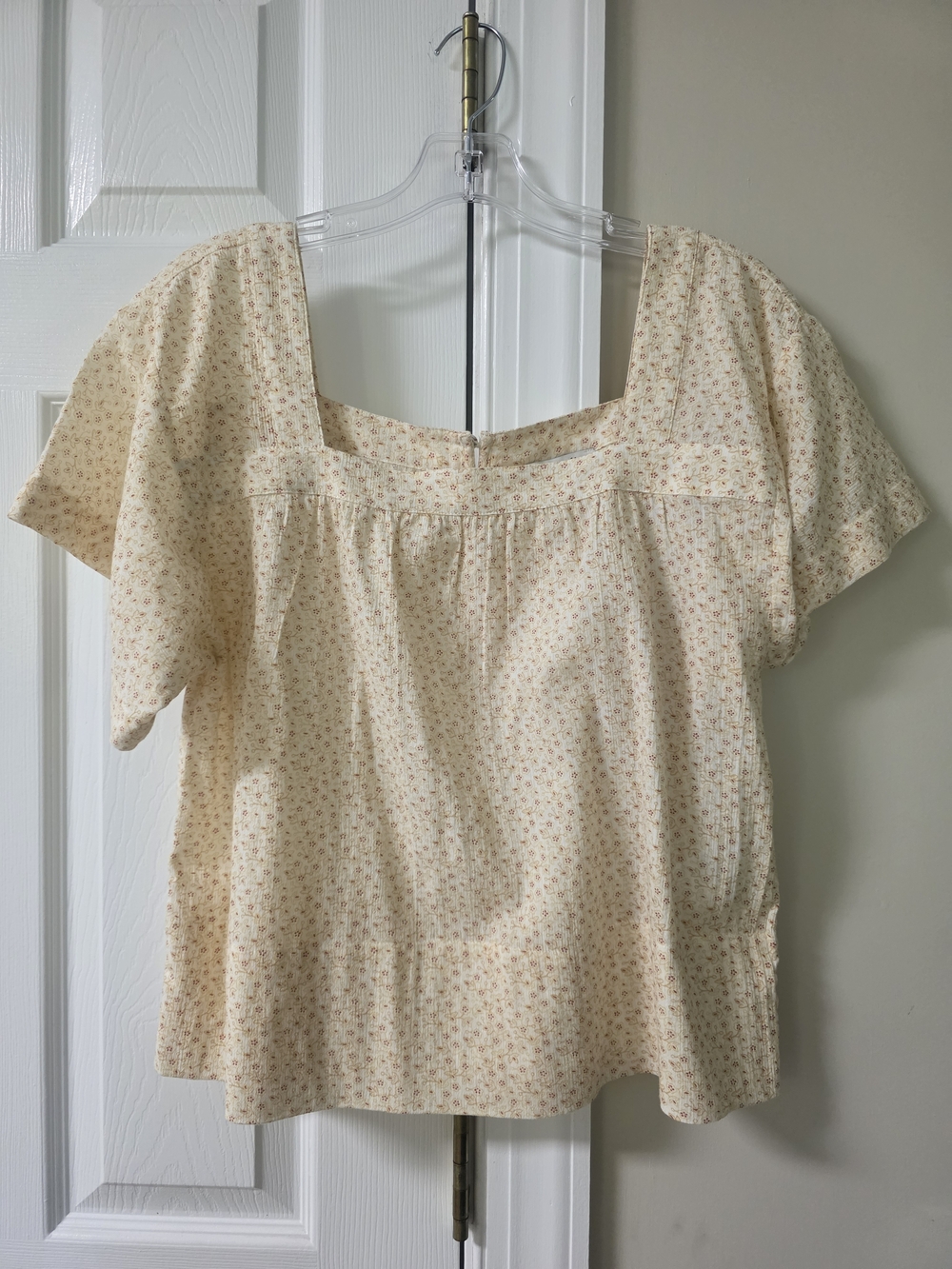 Madewell Cream Floral Square-Neck Blouse